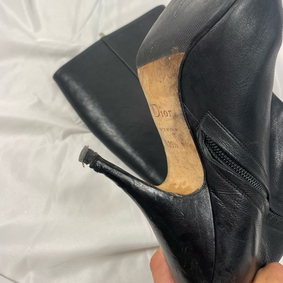 Christian Dior Vintage Leather Black Heeled Boots - Picture 6 of 8